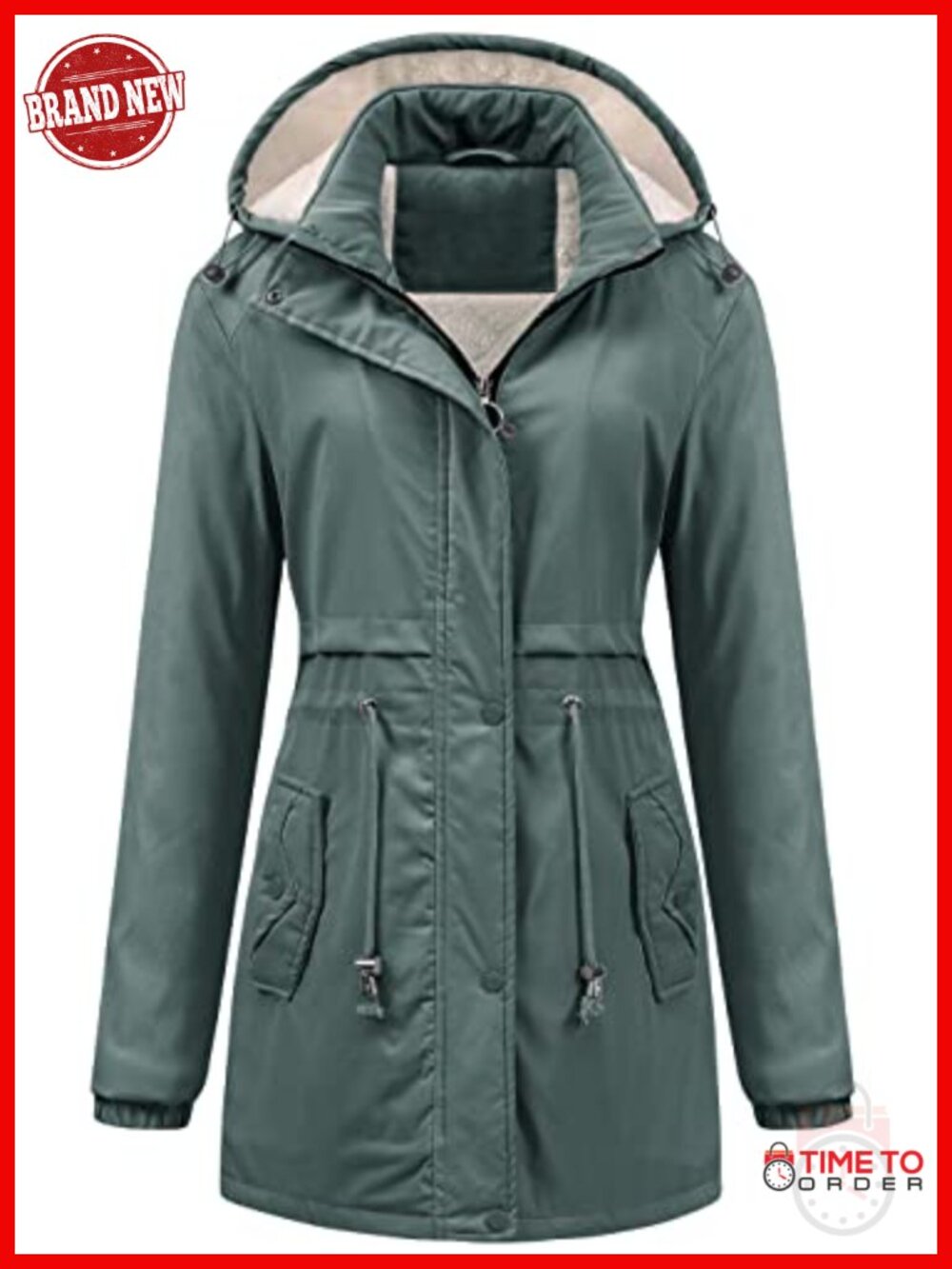Fleece-Lined Waterproof Parka Winter Jacket with Removable Hood
